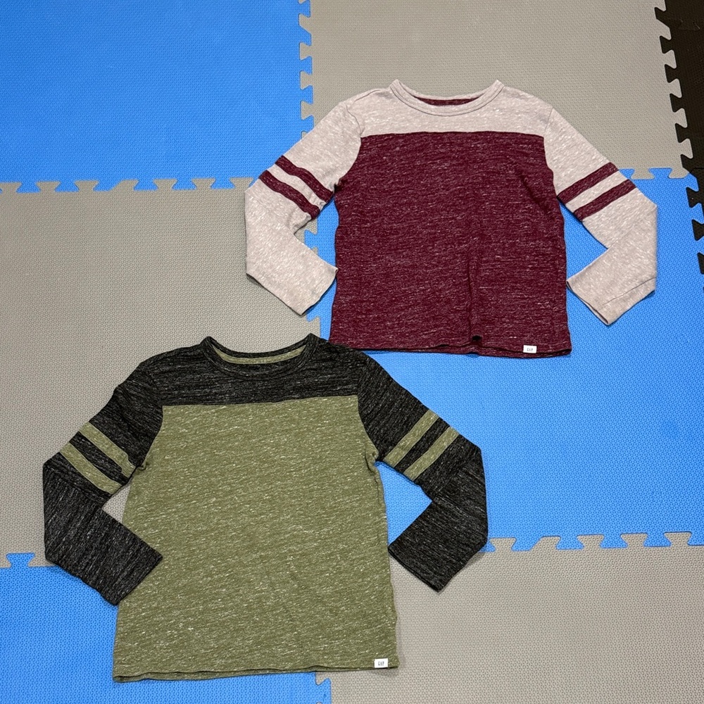 Kids Long-Sleeve Colorblock sweaters - Olive/Charcoal Maroon/Cream med gap kids